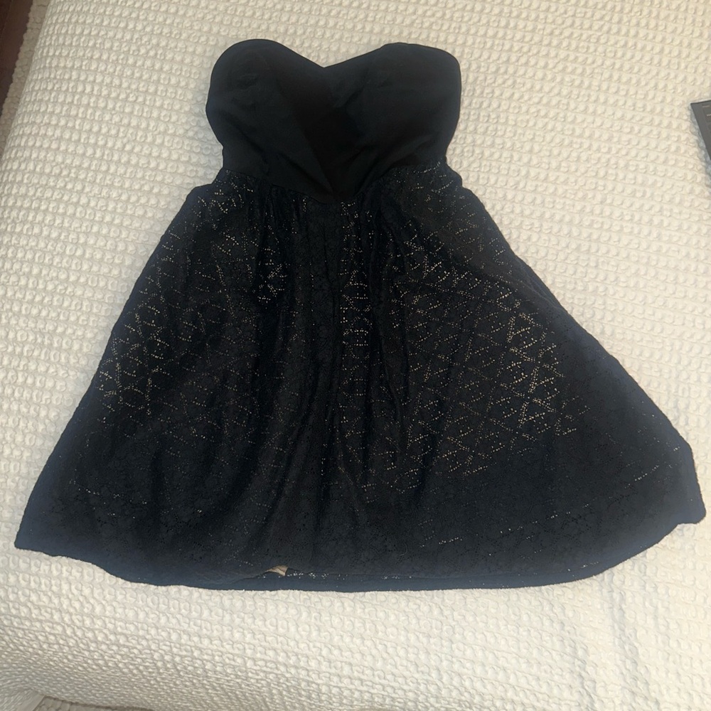 Moulinette Soeurs Strapless Black Sparkle Cocktail Dress